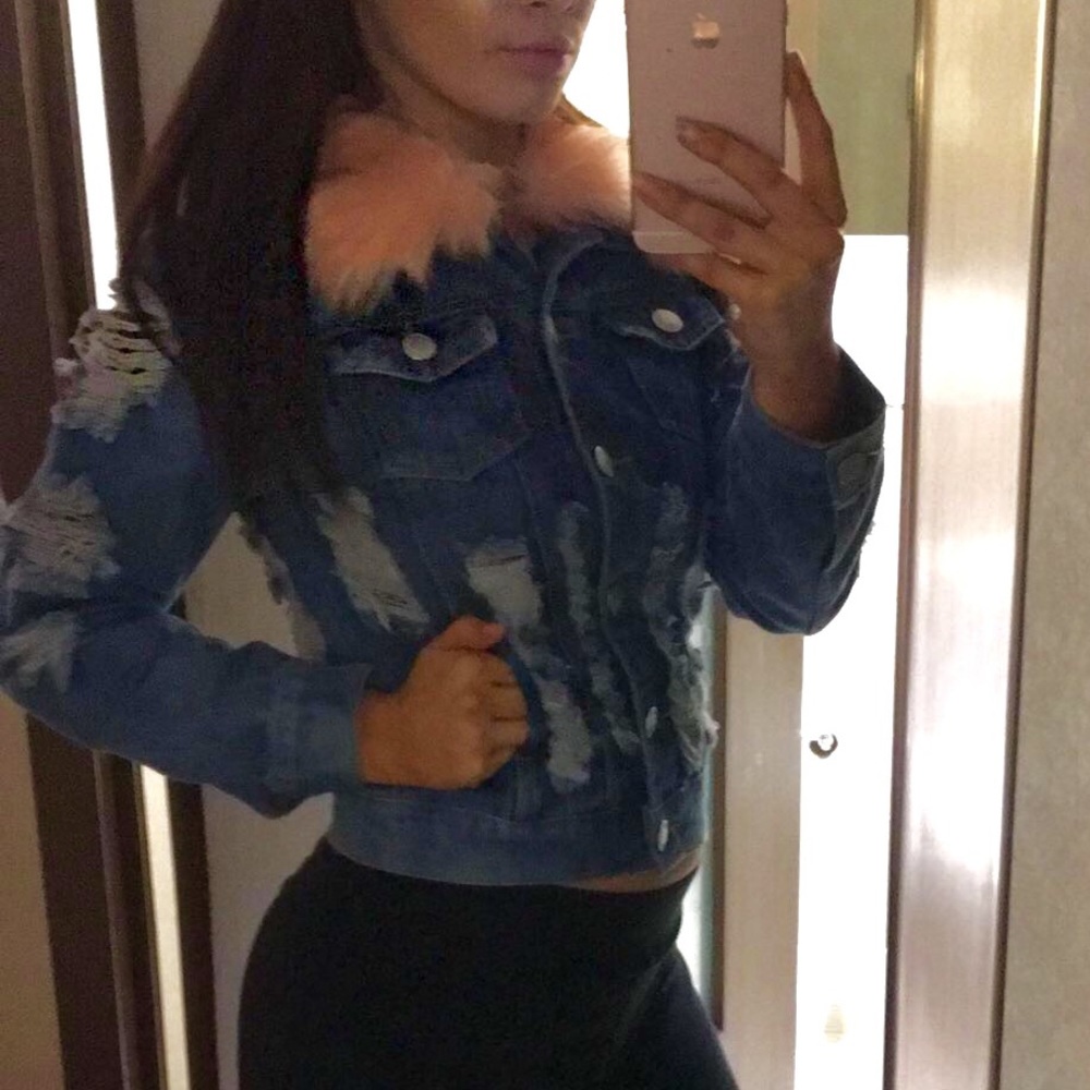 Ripped style denim jacket